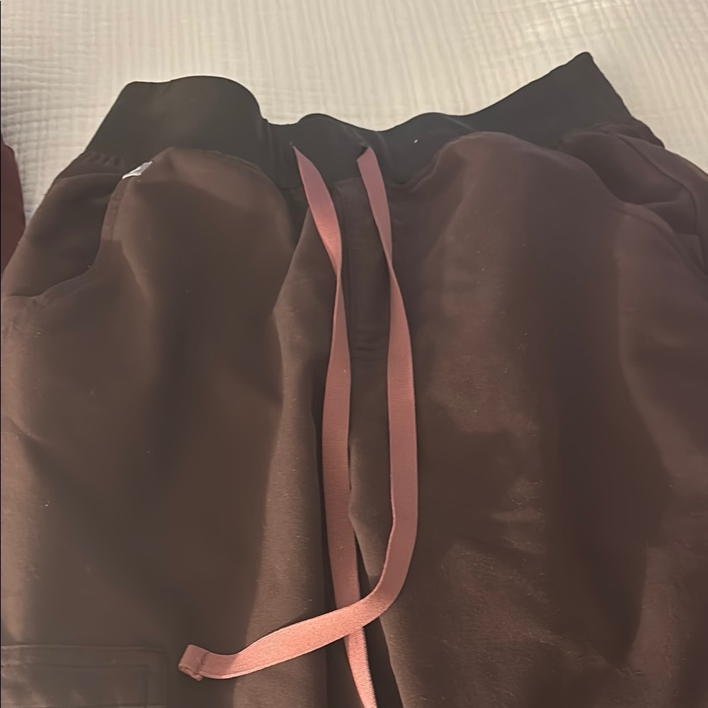 Stylish Brown Joggers with Pink Drawstring